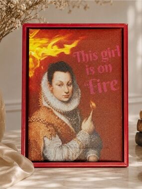 Quirky Queen Elizabeth Style “This Girl Is On Fire” Framed Art 5x7